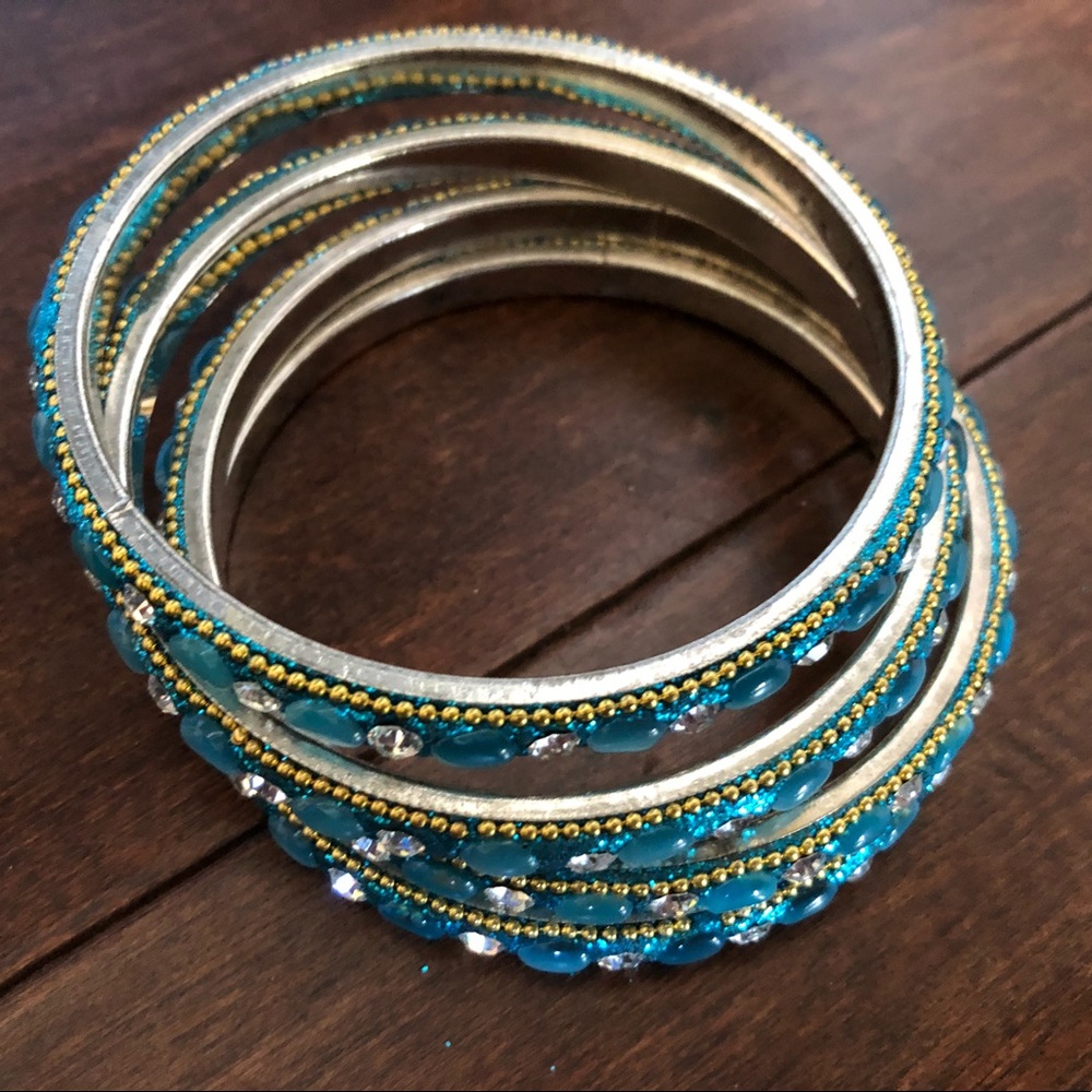 Amrita Singh Bangle Set- Teal - Picture 3 of 5